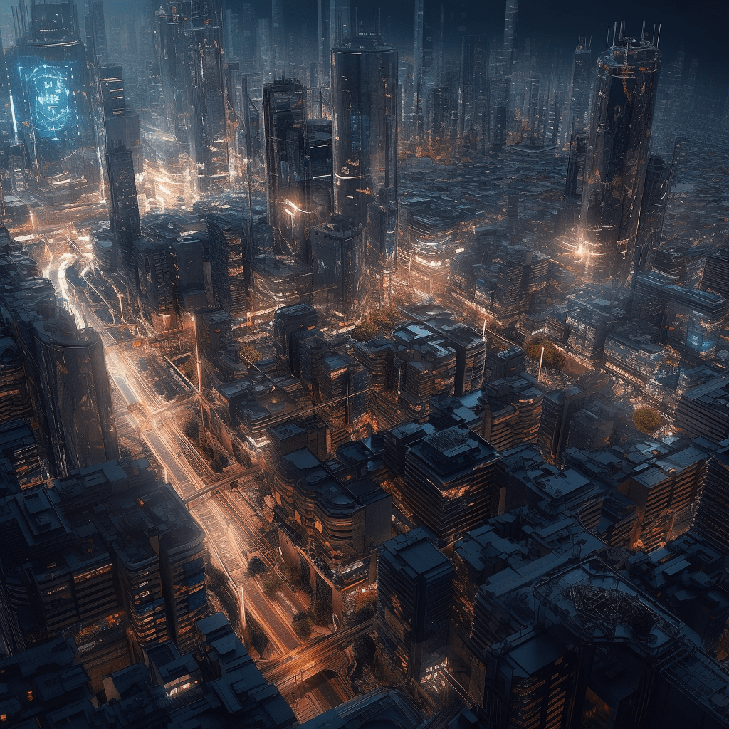 AI-generated cityscape visualizing the future of Web3 in urban development