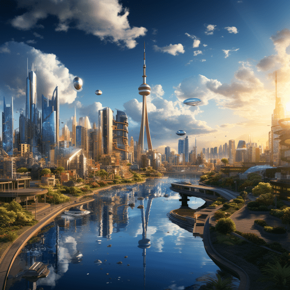 A modern city skyline illustrating the futuristic growth of the crypto sector and solidity jobs.